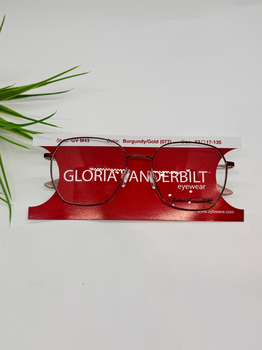 GLORIA VANDERBILT 43 women Metal Hexagon Glasses in Burgundy Gold/53-17-135/NWT